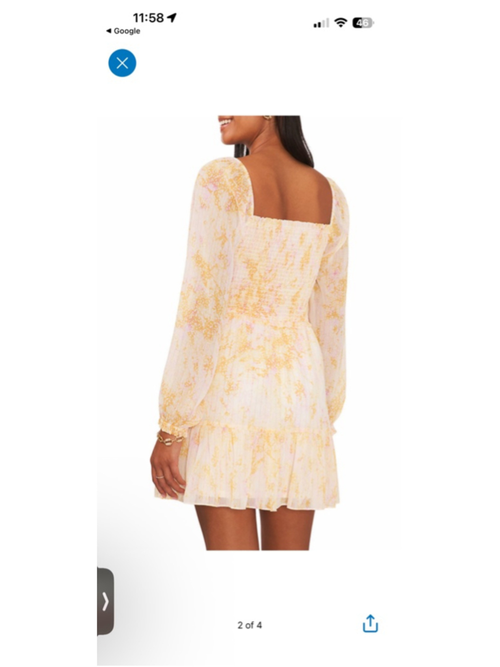 1.State Blouson Sleeve Square Neck Floral Smocked Dress Sz M NWT - Picture 2 of 3